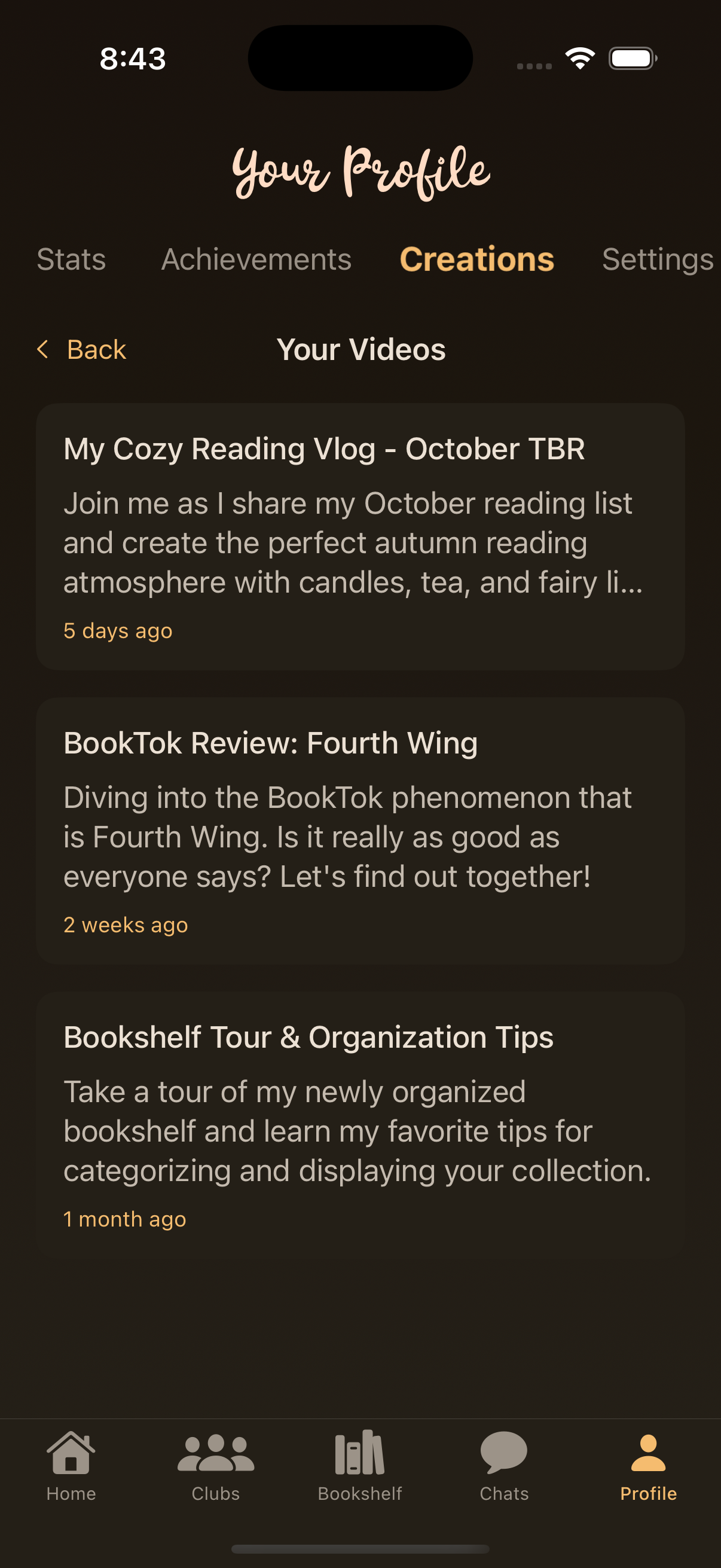 ProfileViewCreationsVideos